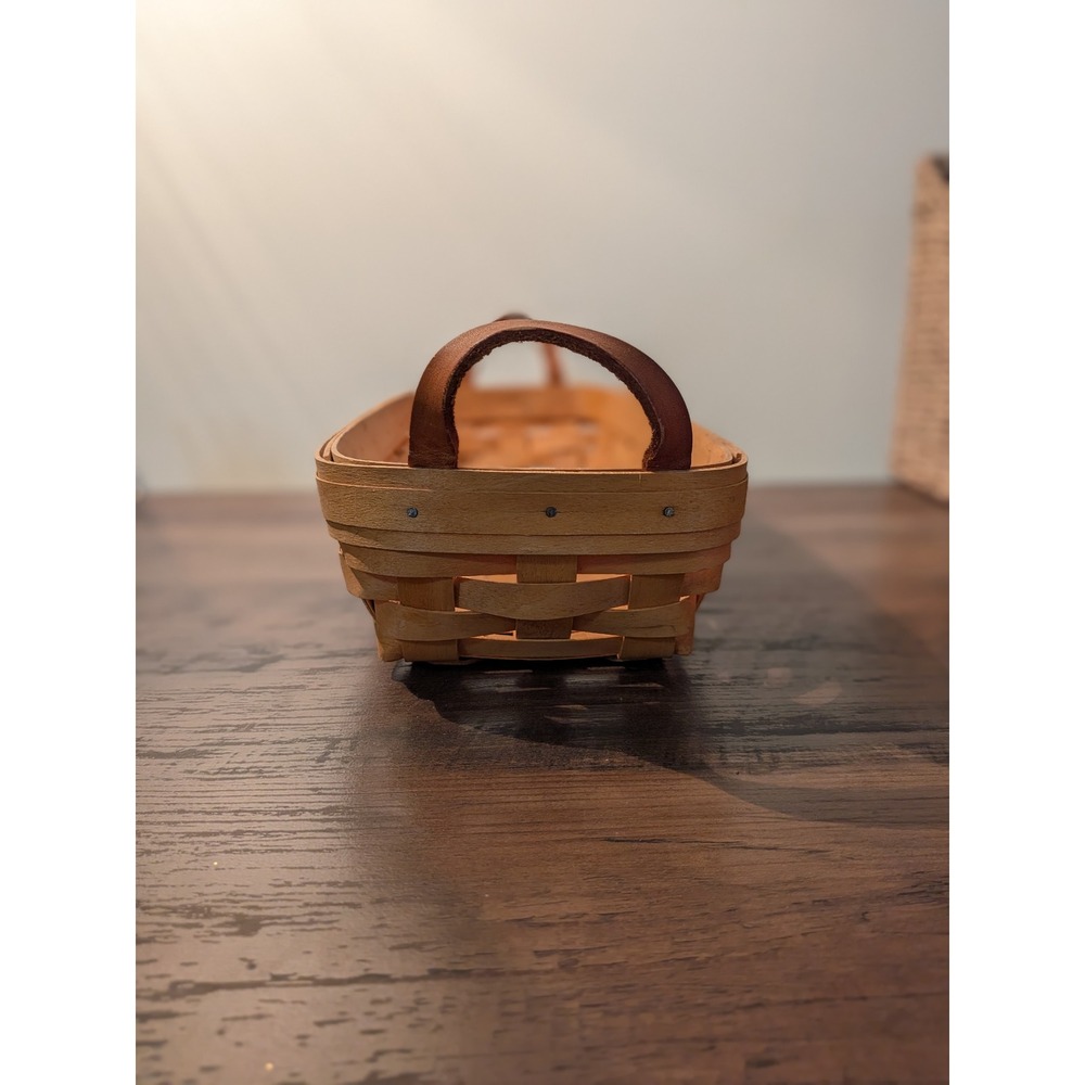 Longaberger Baskets Woven Wood Leather Handles Basket Organizer Storage - Picture 4 of 12